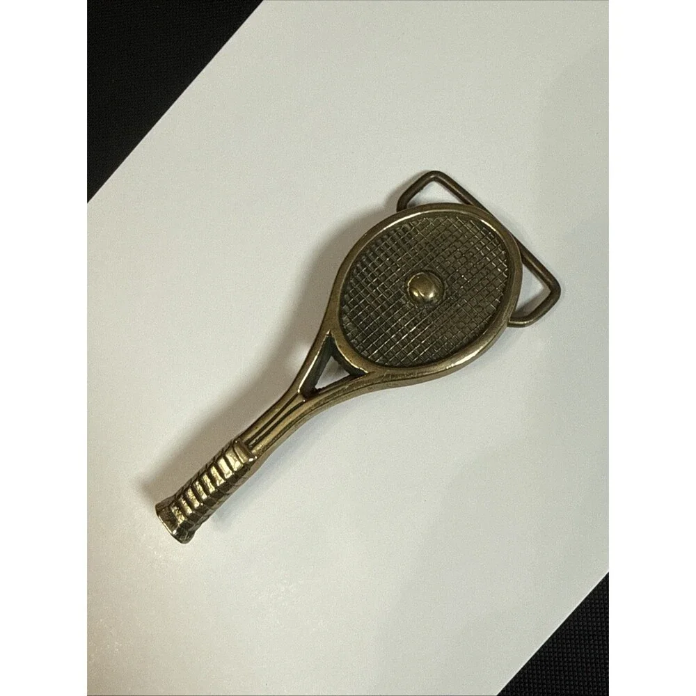 Tennis Racket Baron Belt Buckle Racquet Ball Pickle Sports Vintage Solid Brass
